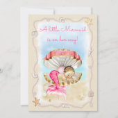 Invitation Baby shower de princesse Mermaid Clam Shell (Devant)