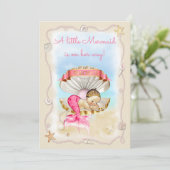 Invitation Baby shower de princesse Mermaid Clam Shell (Debout devant)