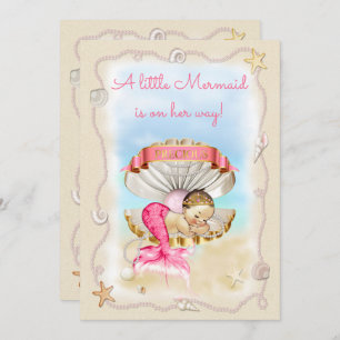 Invitation Baby shower de princesse Mermaid Clam Shell