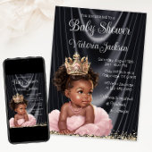 Invitation Baby shower de princesse noire africaine rose