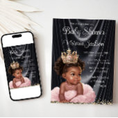 Invitation Baby shower de princesse noire africaine rose
