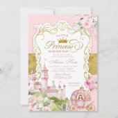 Invitation Baby Shower de Princesse Royale Rose et Or (Devant)