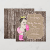 Invitation Baby shower de princesse rustique Cowgirl (Devant / Derrière)