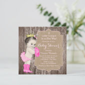 Invitation Baby shower de princesse rustique Cowgirl (Debout devant)