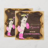 Invitation Baby shower de princesse rustique Cowgirl (Devant / Derrière)