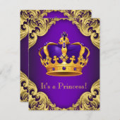 Invitation Baby shower de princesse violet élégant (Devant / Derrière)
