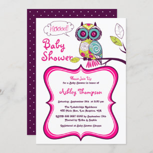 Invitation Baby shower de printemps de la Chouette florale de