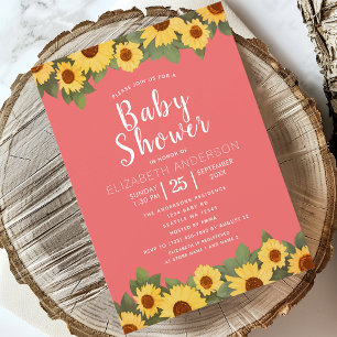 Invitation Baby shower de printemps de tournesol