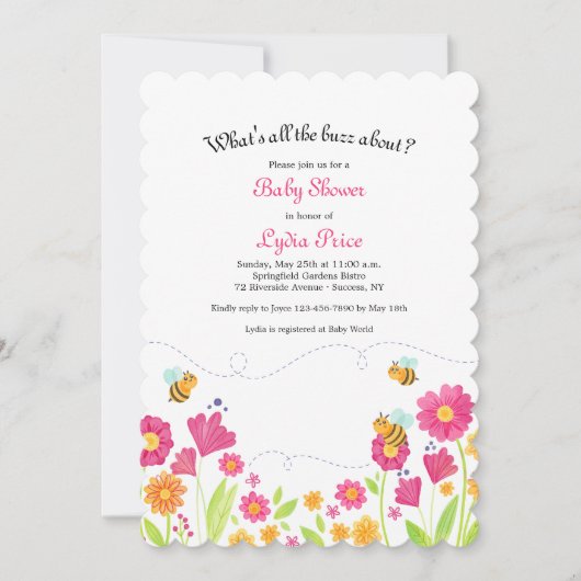 Invitation Baby shower de printemps des abeilles (Devant)