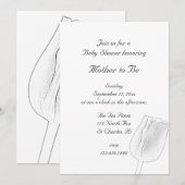 Invitation Baby shower de printemps d'esquisse de tulipe (Devant / Derrière)
