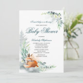 Invitation Baby shower de printemps du bois mou Fox (Debout devant)