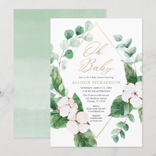Invitation Baby shower de printemps eucalyptus
