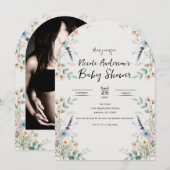 Invitation Baby shower de printemps Fleur sauvage aquarelle (Devant / Derrière)