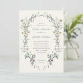 Invitation Baby shower de printemps fleur sauvage Floral Wrea (Debout devant)