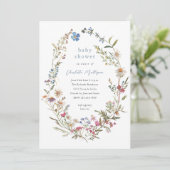 Invitation Baby shower de printemps fleur sauvage Floral Wrea (Debout devant)