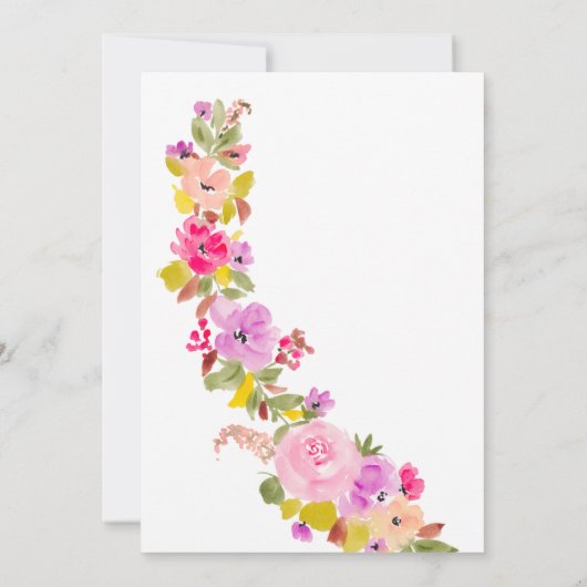 Invitation Baby shower de printemps fleur sauvage rose bohème (Dos)