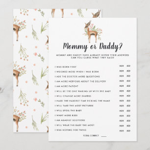 Invitation Baby-Shower de printemps   Jeu Maman ou Papa