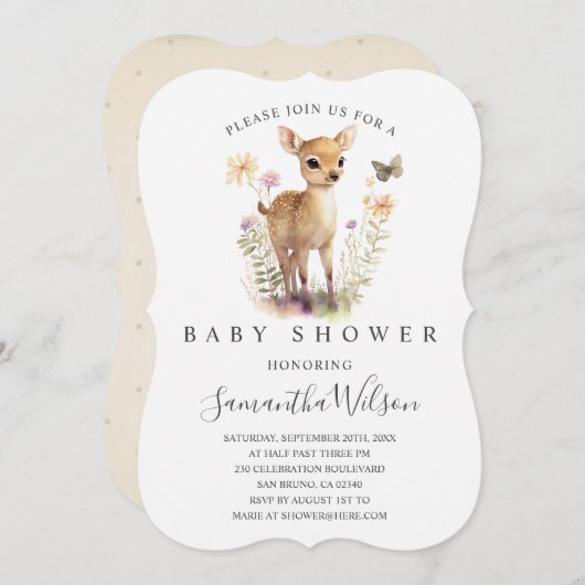 Invitation Baby shower de printemps pour bébé de b (Devant / Derrière)