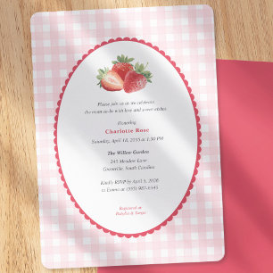 Invitation Baby Shower de printemps sur le thème de la fraise
