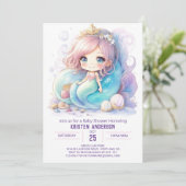 Invitation Baby shower de projection de sirène (Debout devant)