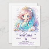 Invitation Baby shower de projection de sirène (Devant / Derrière)