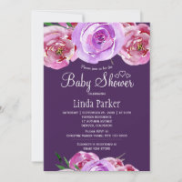 Baby shower de prune violet rose pâle à fleurs aut