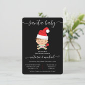 Invitation Baby shower de pull de Noël pour bébé père Noël (Debout devant)