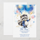 Invitation Baby shower de Raccoon Watercolor (Devant / Derrière)