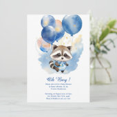 Invitation Baby shower de Raccoon Watercolor (Debout devant)