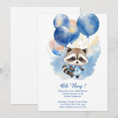 Invitation Baby shower de Raccoon Watercolor (Devant / Derrière)