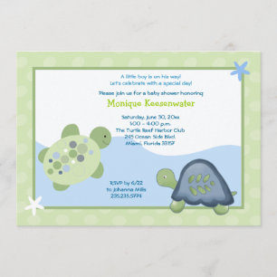 Invitation Baby shower de récif de tortue - Vert c