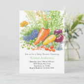 Invitation Baby shower de récolte de légumes d'aquarelle (Debout devant)