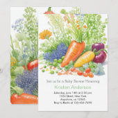 Invitation Baby shower de récolte de légumes d'aquarelle (Devant / Derrière)