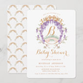 Invitation Baby shower de régence florale de la Wisteria vint (Devant / Derrière)