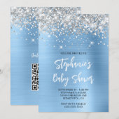 Invitation Baby shower de registre en ligne Silver et Blue Gl (Devant / Derrière)