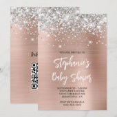 Invitation Baby shower de registre en ligne Silver Rose Gold  (Devant / Derrière)