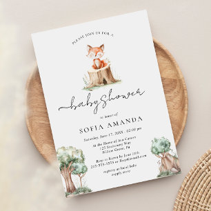 Invitation Baby shower de renard boisé mignon