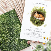 Invitation Baby shower de renard couché d'aquarell