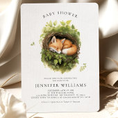 Invitation Baby shower de renard couché d'aquarell
