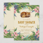 Invitation Baby shower de renard doux (Devant / Derrière)