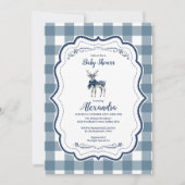 Invitation Baby shower de rennes bleu plaid (Devant)