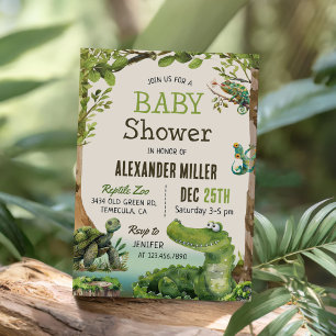 Invitation Baby shower de reptile de marais