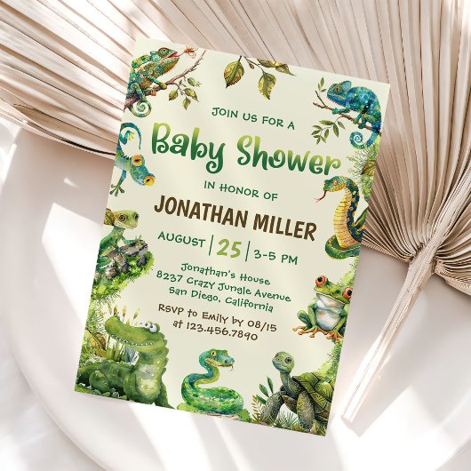 Invitation Baby shower de reptile de serpent