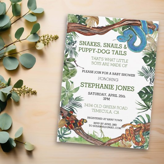 Invitation Baby shower de reptile de serpent