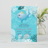Invitation Baby shower de requin-bébé (Debout devant)