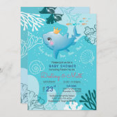 Invitation Baby shower de requin-bébé (Devant / Derrière)