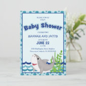 Invitation Baby shower de requin bleu (Debout devant)