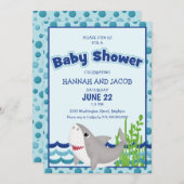 Invitation Baby shower de requin bleu (Devant / Derrière)