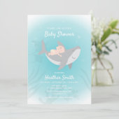 Invitation Baby shower de requin doux (Debout devant)
