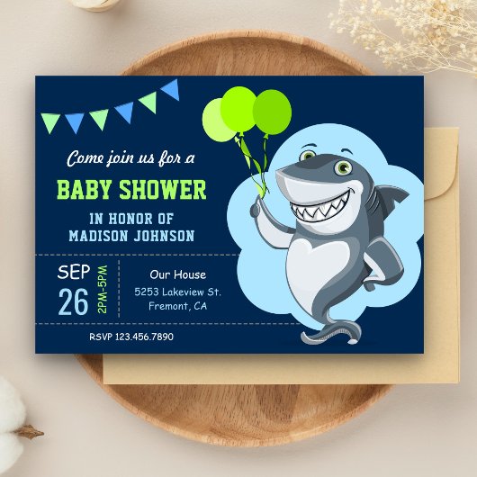 Invitation Baby shower de requin mignon